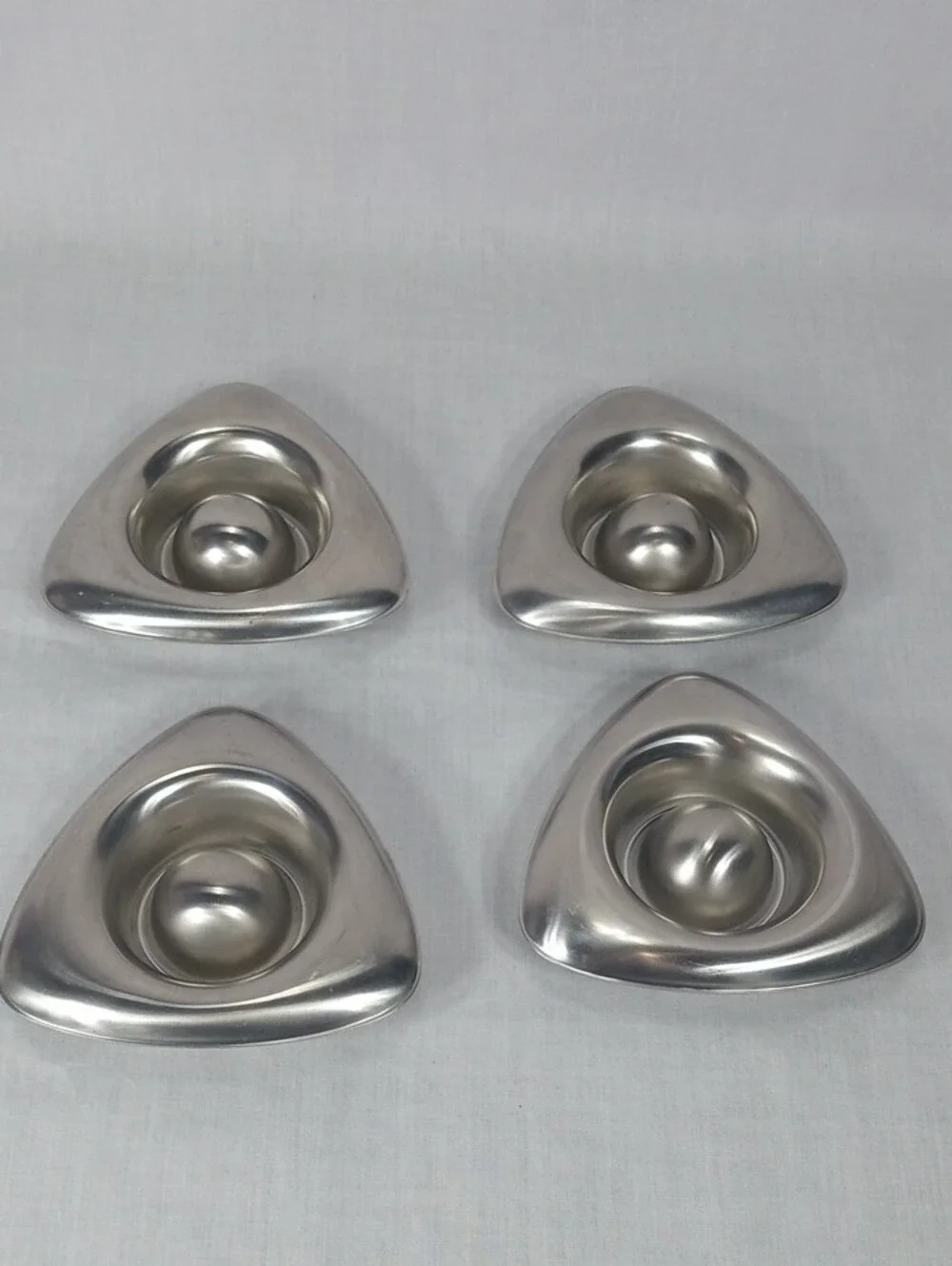 Set Of Four WMF Cromargan Germany Triangular Stainless Steel Egg Cups